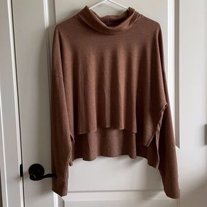 American Eagle Outfitters Brown Cropped Mock Neck Sweater
